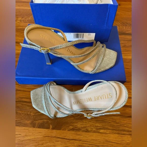 Stuart Weitzman Women’s Melodi Glitter High Heel Sandals Size: 38.5 8 B - Picture 2 of 16